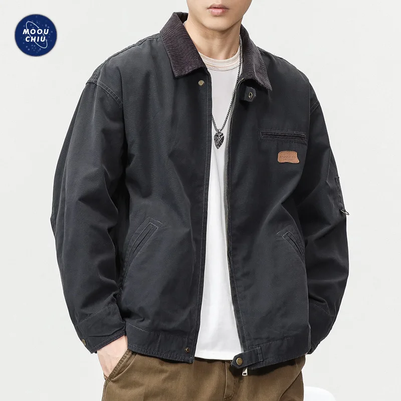 

Мужская модная уличная свободная рабочая куртка в горном стиле, высококачественное парусиновое пальто с бисером в американском стиле