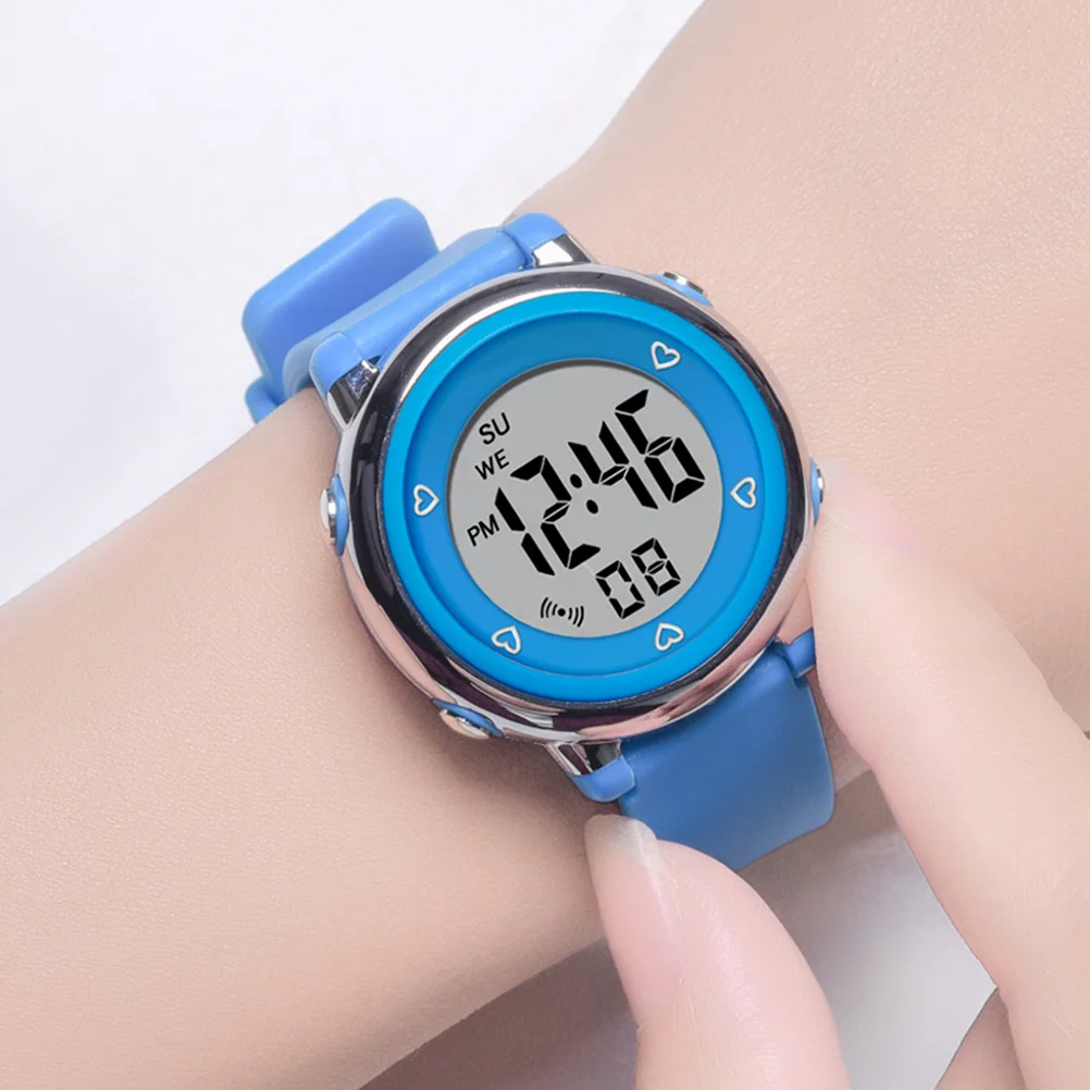 1Pcs Waterproof Electronic Watch Blue Multi-Function LED Luminous Student Wrist Watch Alarm Stopwatch Week Display