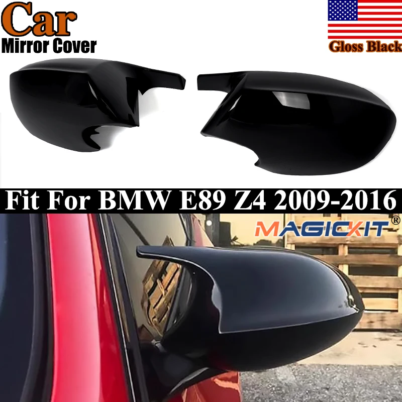 

1Pair Glossy Black Rearview Mirror Cover Caps Replacement For BMW Z4 E89 2009-2016 Side Mirror Mark Magickit