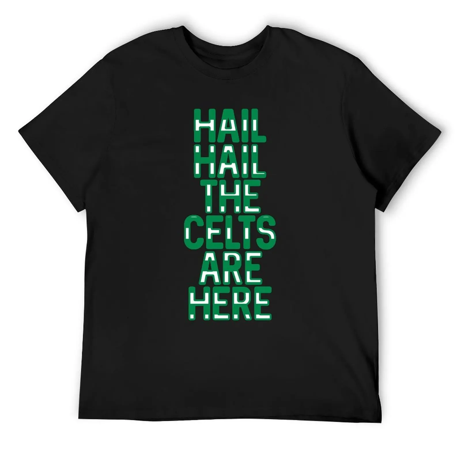 

Hail Hail The Celts Are Here, Glasgow Celtic Football Club Green and White Striped Text Design T-Shirt