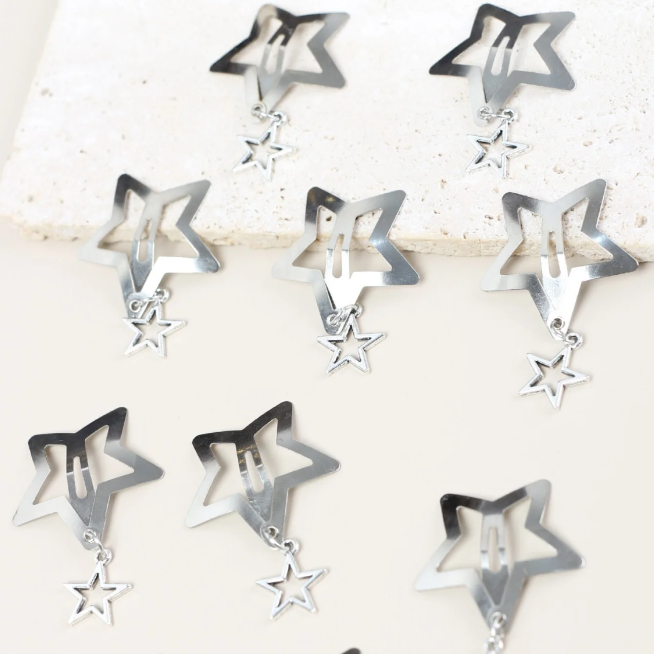 10pcs Y2K Star BB With Star Pendant hair clips, everyday casual multi-purpose hair accessories For women Girls