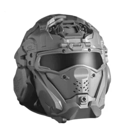 Airsoft szybki kask taktyczny Outdoor W-Ronin kask szturmowy II wbudowany zestaw słuchawkowy, wentylator przeciwmgielny, maska klapkowa, wymienna soczewka