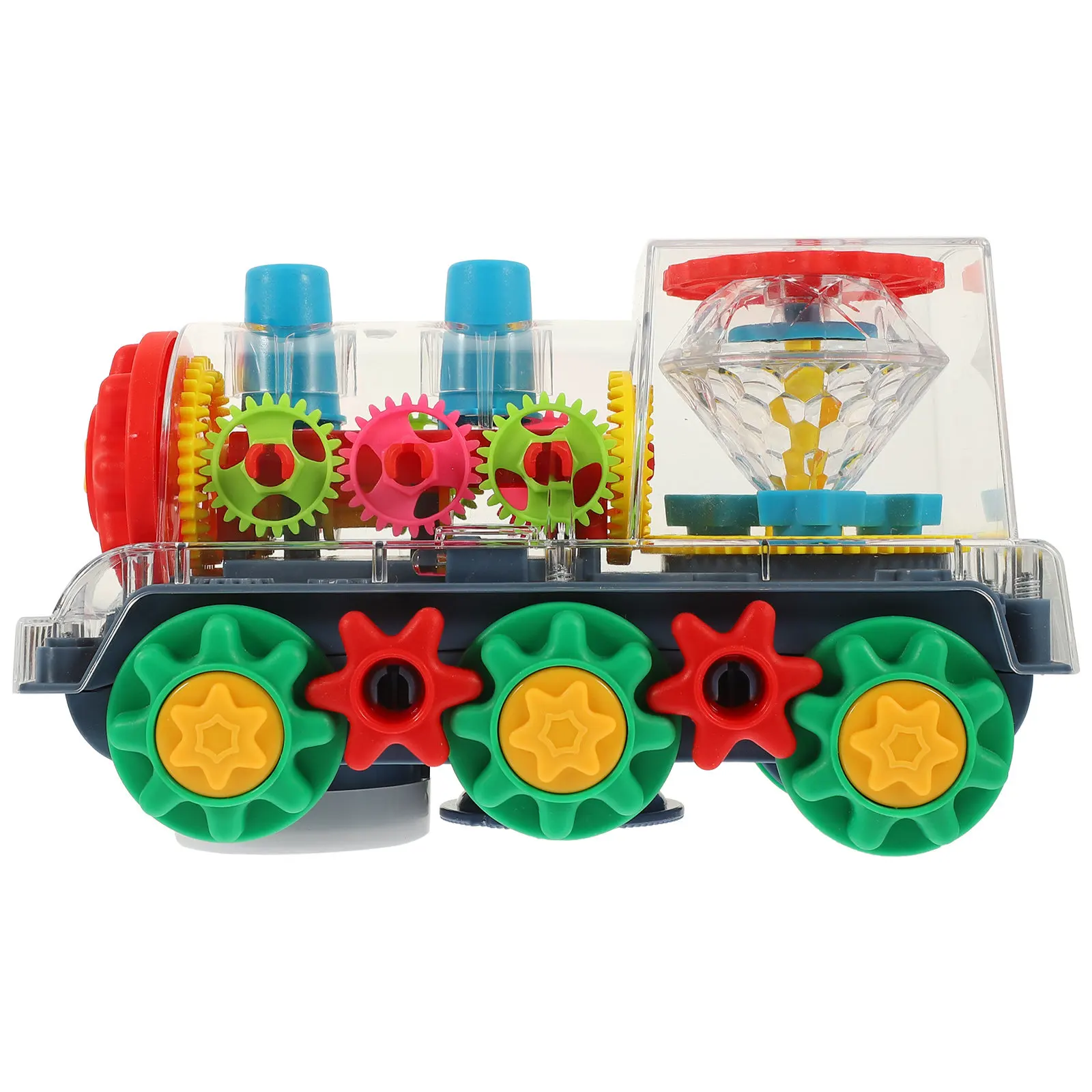 

Electric Battery Operated Gear Train Mechanical Light Up Musical Moving Car Colorful Educational Gift for Kids