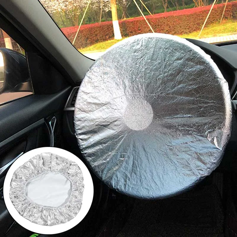 

Car Steering Wheel Sun Block Silver Coated Cloth Sun Shade Cover Auto Steering Wheel Sheath Sunscreen Insulation Accessories