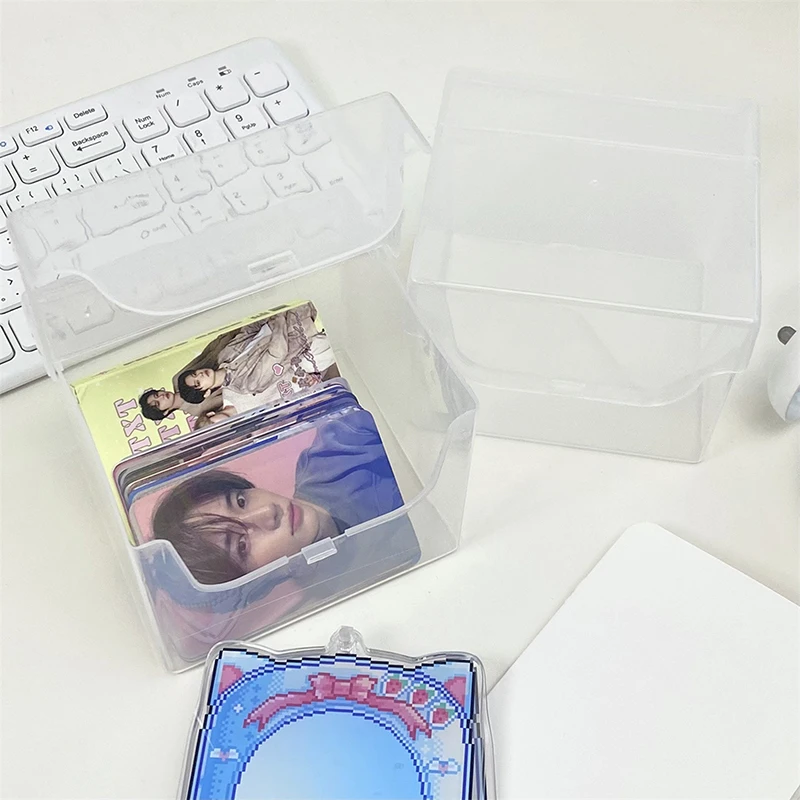 Nuova scatola di immagazzinaggio di plastica trasparente carte fotografiche scatola di immagazzinaggio di carte di piccole dimensioni scatola di classificazione della scatola dell'organizzatore della scrivania cancelleria