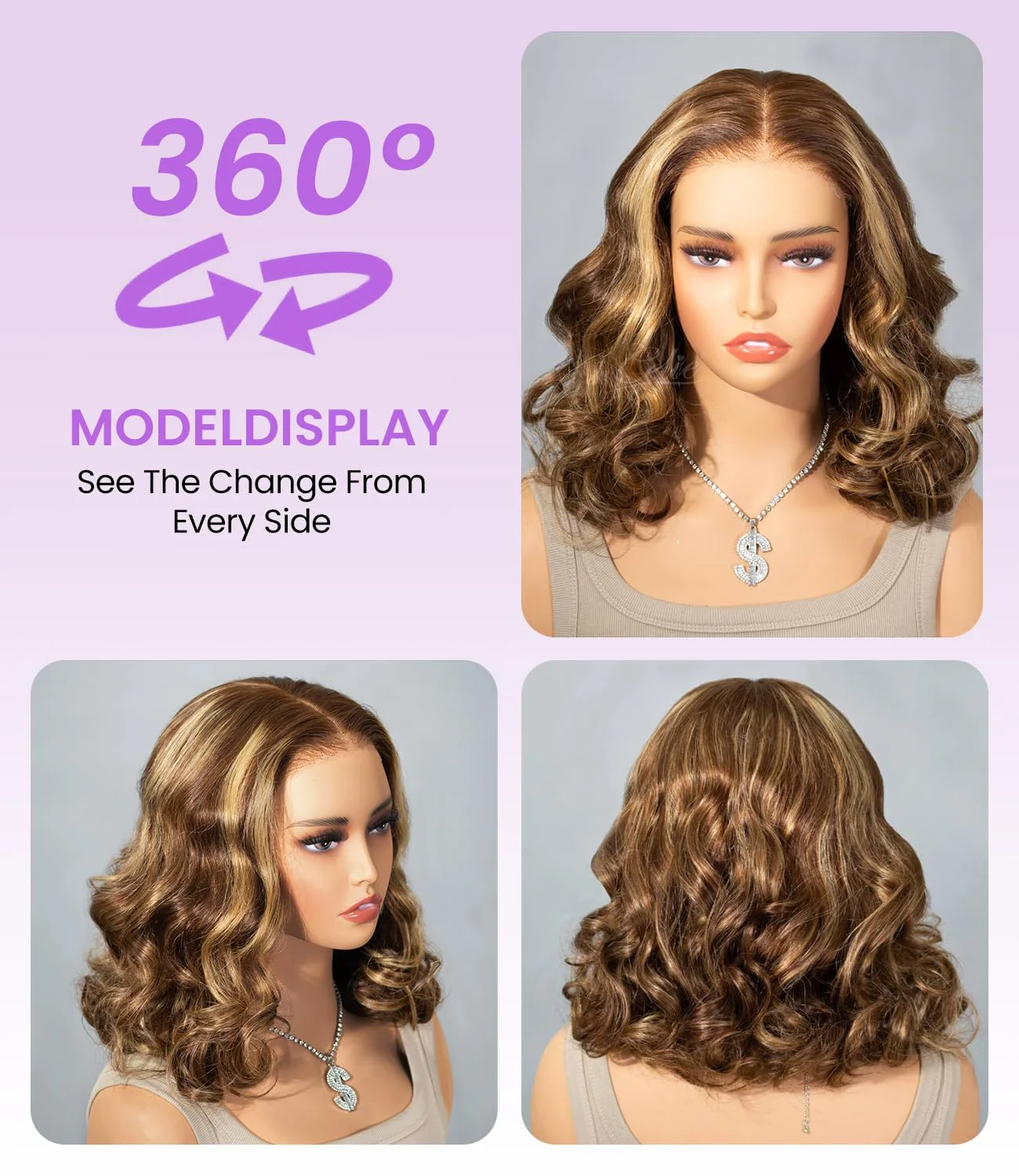 Peluca Bob rubia miel cabello humano 14 pulgadas 13x4 onda del cuerpo 4/27 resaltado Ombre HD pelucas delanteras de encaje cabello humano prearrancado sin pegamento L