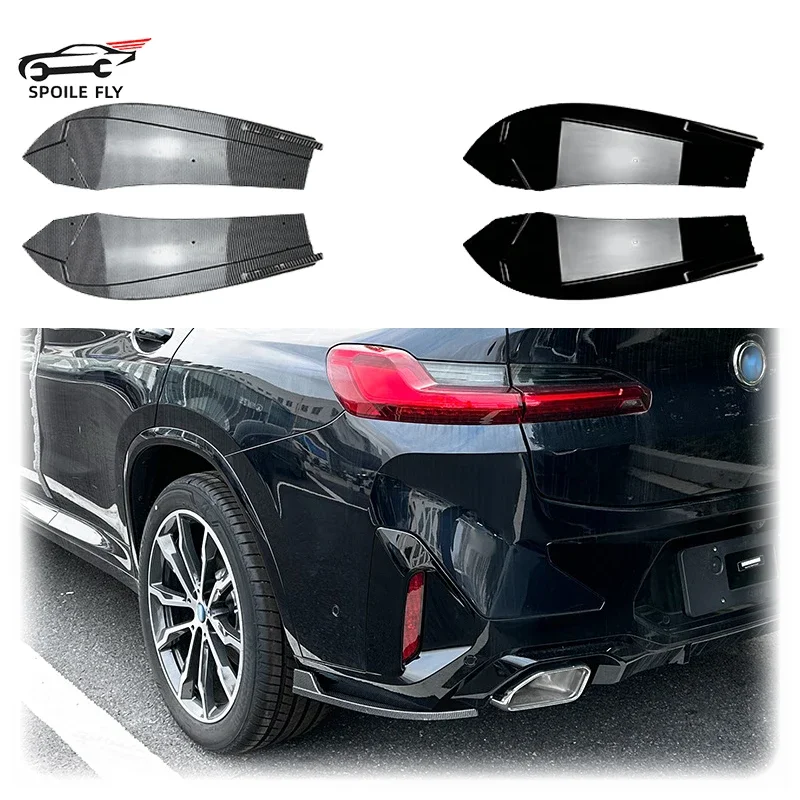 

2022 To Up For X4 G02 LCI M Sport Car Rear Bumper Lip Spoiler Canards Diffuser Splitter Cover By ABS Gloss Black Carbon Fiber