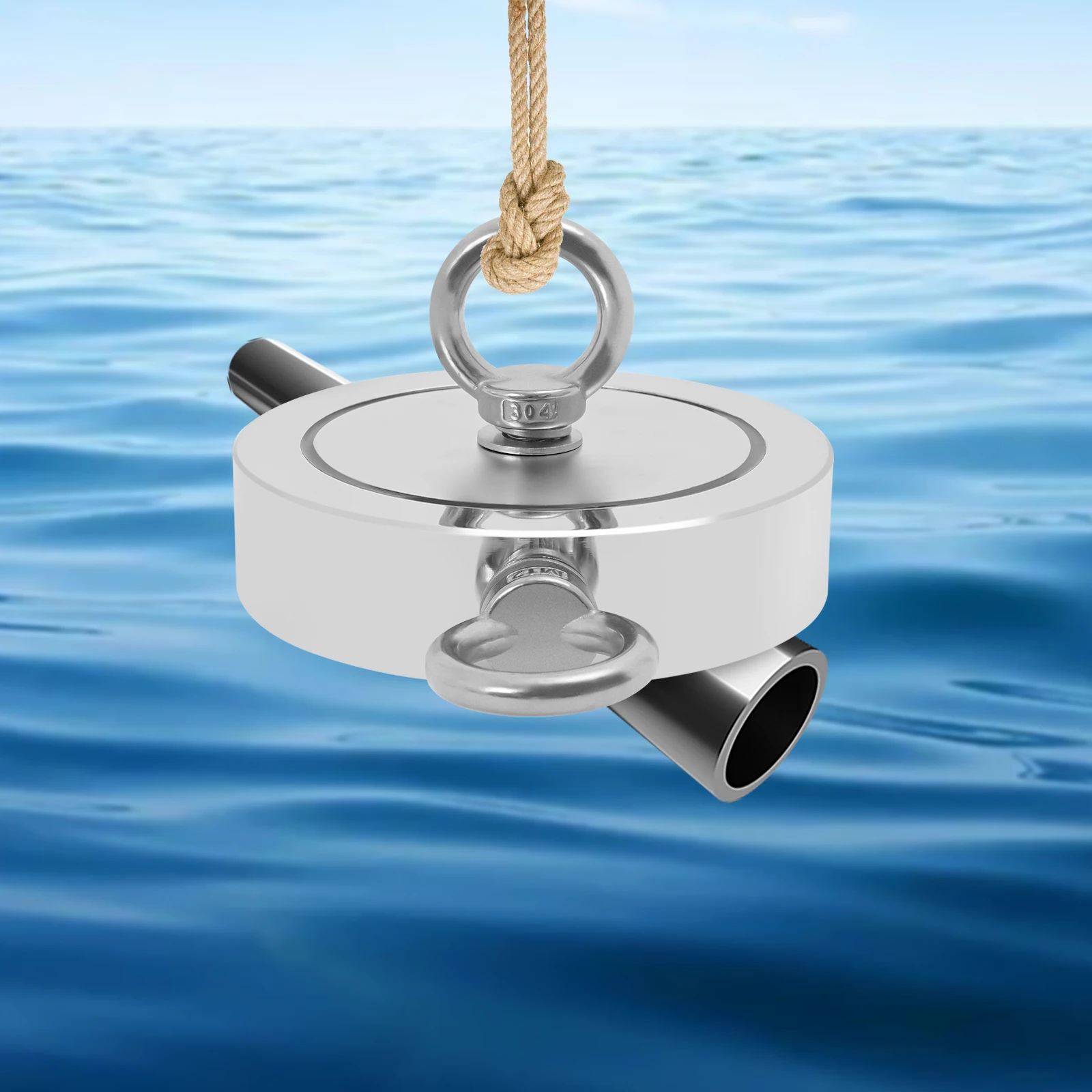 Ímã de pesca dupla face ímã de neodímio 1.4t força de tração para recuperação subaquática