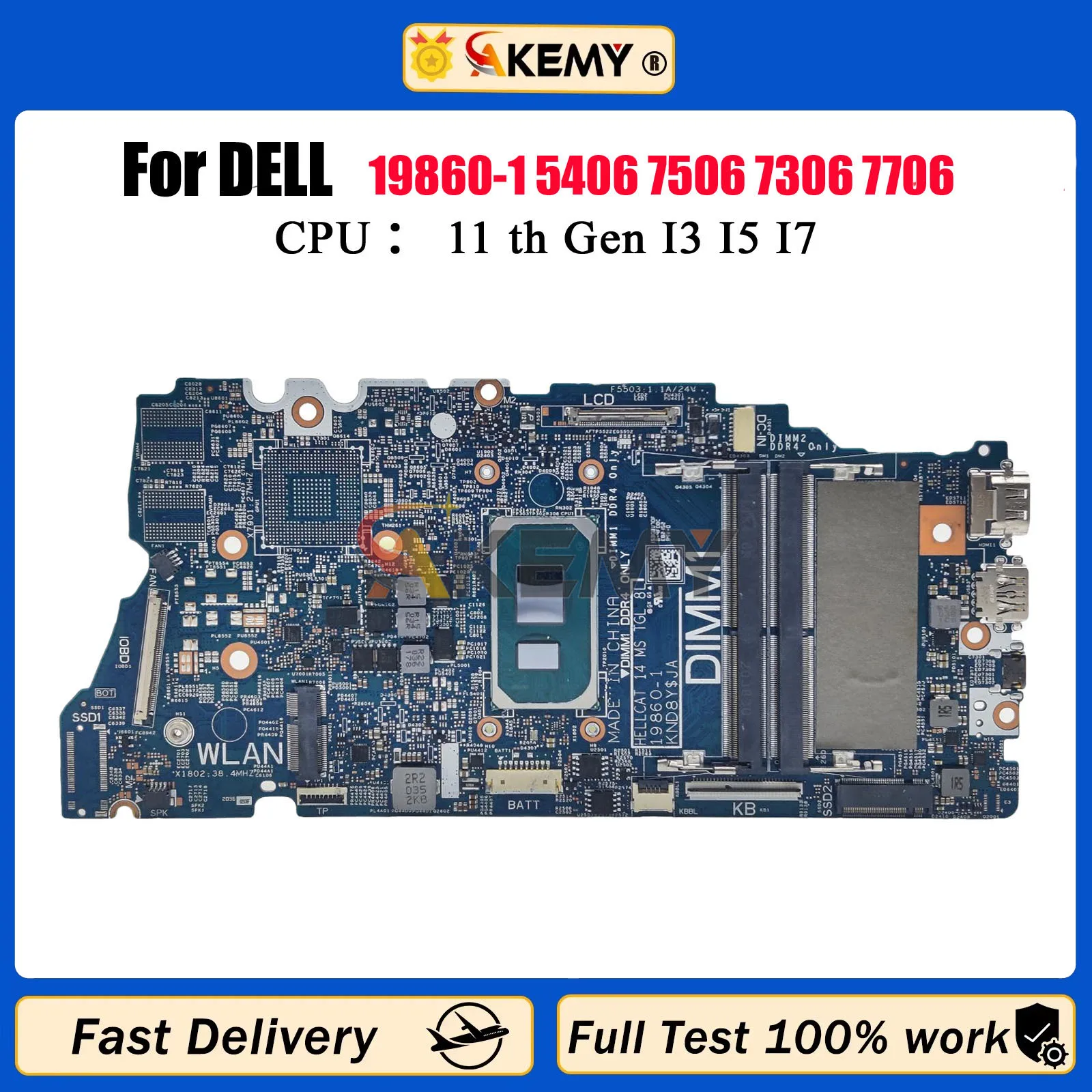 

19860-1 для Dell Inspiron 14 7506 7306 5406 7706 Материнская плата для ноутбука 2 в 1 с процессором i5 i7 CN-0FW6F0 0VMRNH 100% полное тестирование