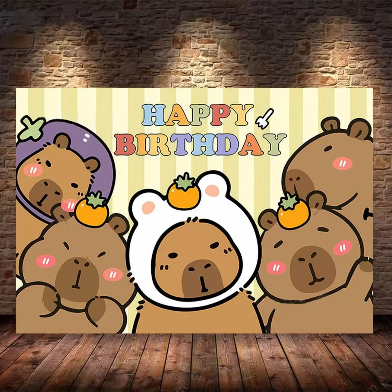 1 PCS Cute Capybara Theme Background Birthday Decoration Supplies Decoration Room Decoration Banner Kids Photography Background