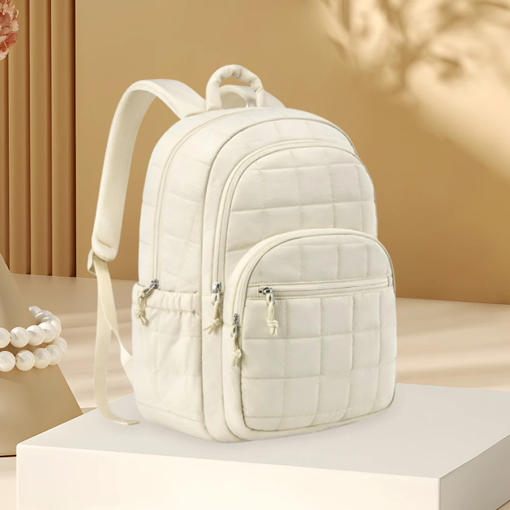 Women Schoolbag Waterproof Large Capacity School Backpack Smooth Zipper Solid Color Teens Girl Casual Daypack Bag Student Supply