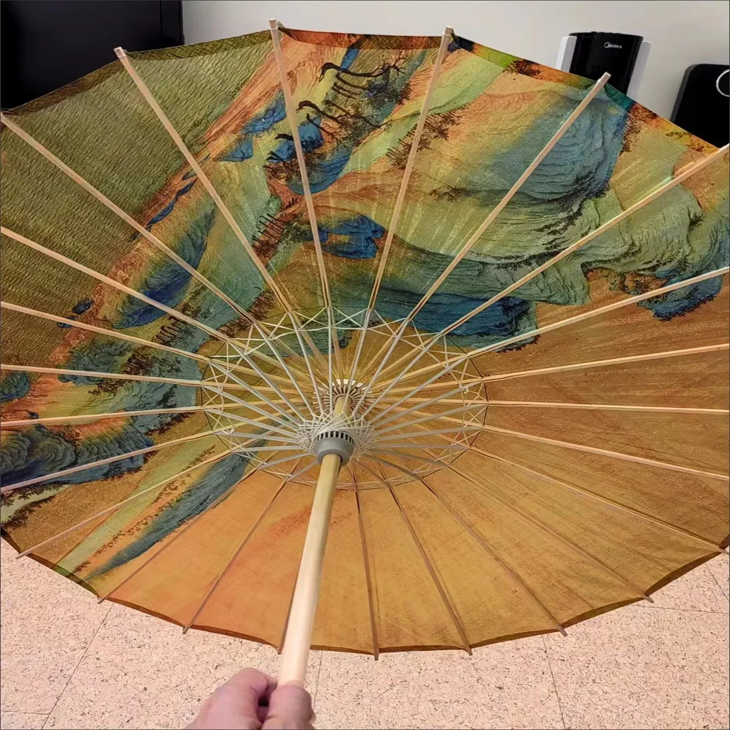 Chinese Hanfu Ancient Costume Photography Prop Handmade Tung Oil Umbrella Large and Strong UV Umbrellas Paper Parasol Windproof