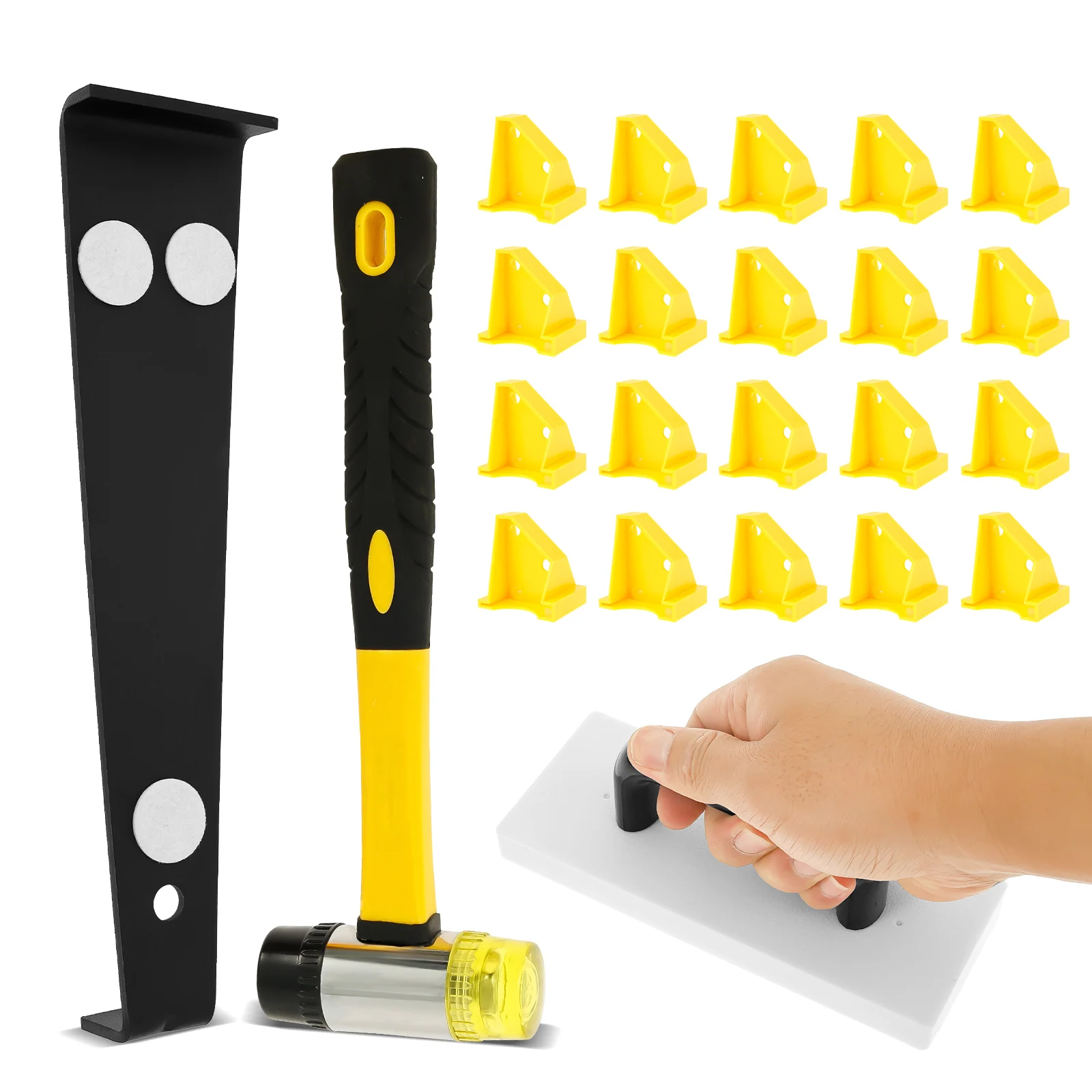 

23Pcs Laminate Flooring Installation with Spacers Hardwood Floor Fitting Tool Set Tapping Block Pull Bar and Mallets