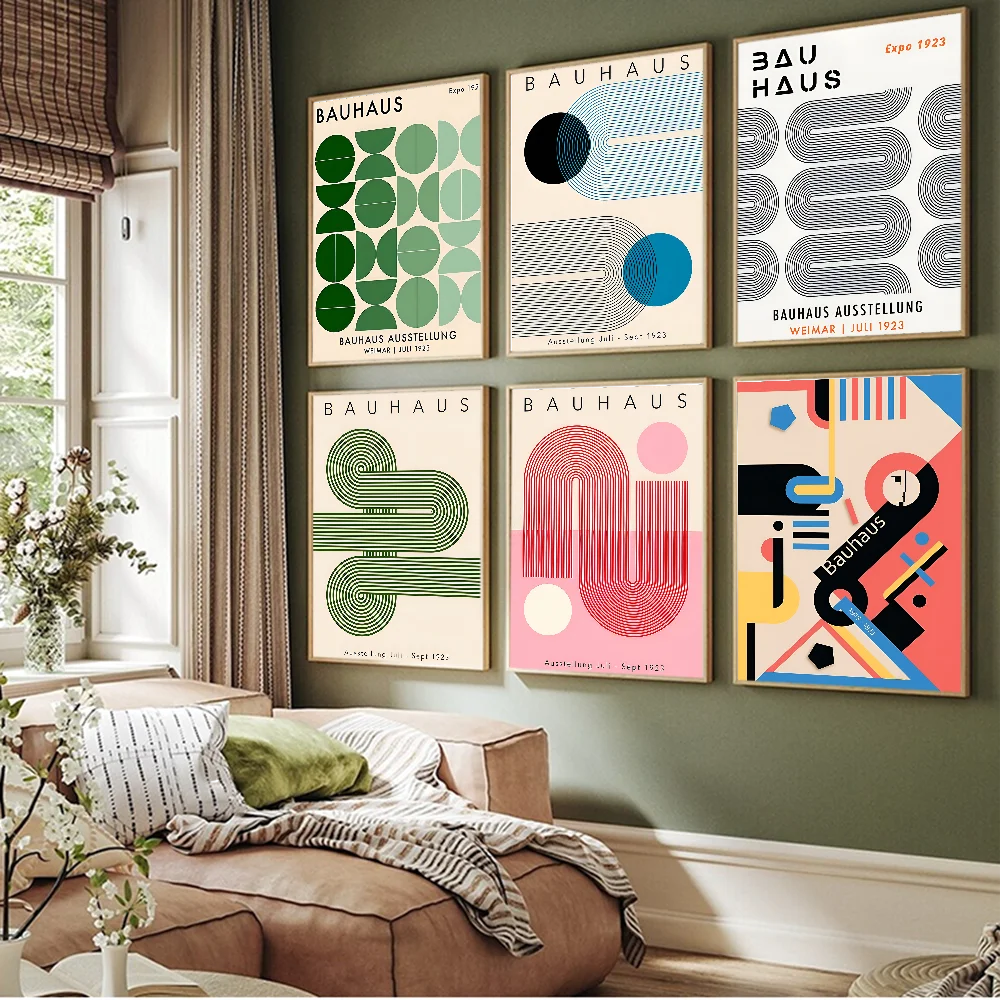 Bauhaus Modern Simplicity Good Quality Prints and Posters Waterproof Paper Sticker Coffee House Bar Posters Wall Stickers