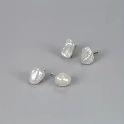 YWYC 1 Pair 925 Sterling Silver Stud Earrings Baroque Freshwater Pearl Earrings Jewlery Gift Long-Lasting Shine Hypoallergenic
