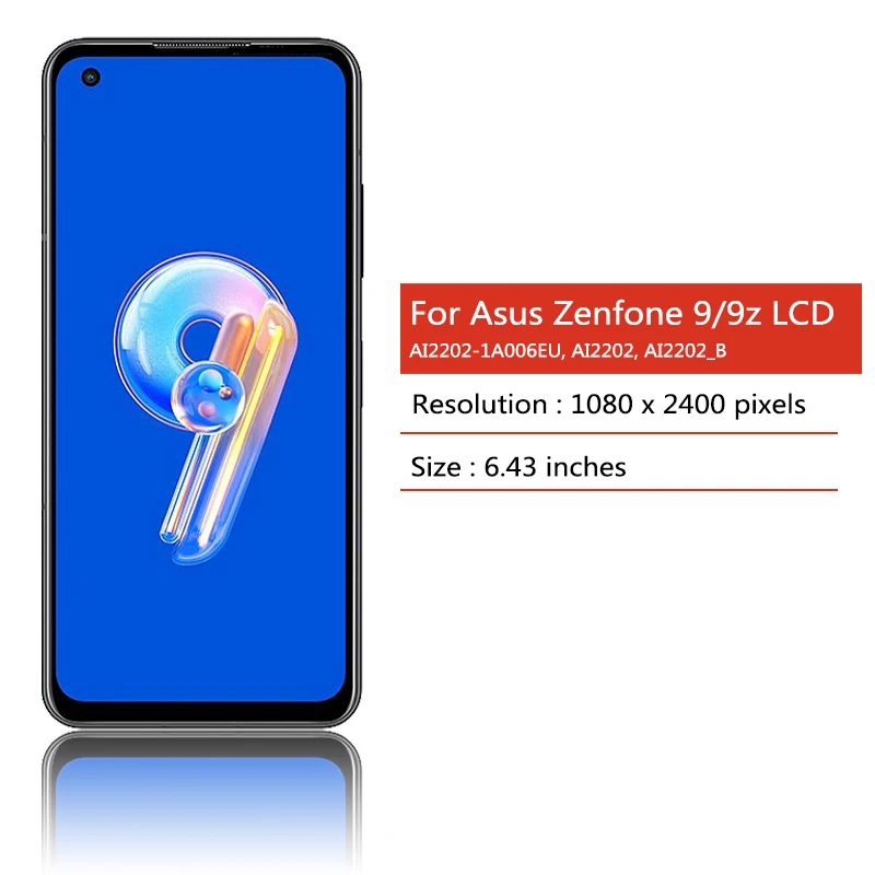 AMOLED para Asus Zenfone 9 LCD AI2202-1A006EU, AI2202, AI2202 _ B Display Touch Screen Digitador Assembly Substituição Zenfone 9z