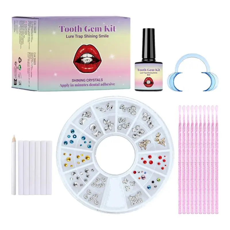 

Teeth Shiny Stickers Tooth Crystals Diamonds Kit Professional Tooth Gem Kit DIY Fashionable Teeth Jewelry Decoration