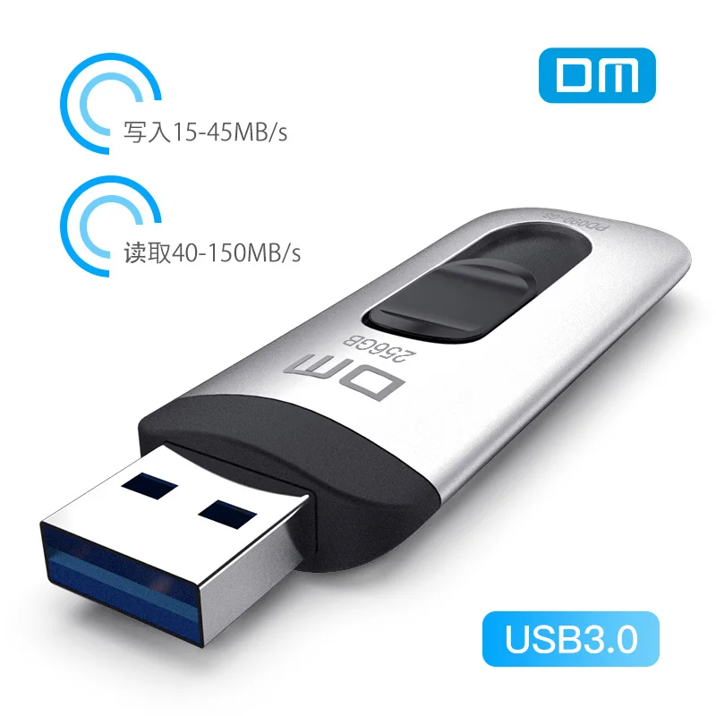 Clé USB 256 en métal avec capacité réelle de 16 Go, 32 Go, 64 Go, 128 Go, 3.0 Go, DM PD090