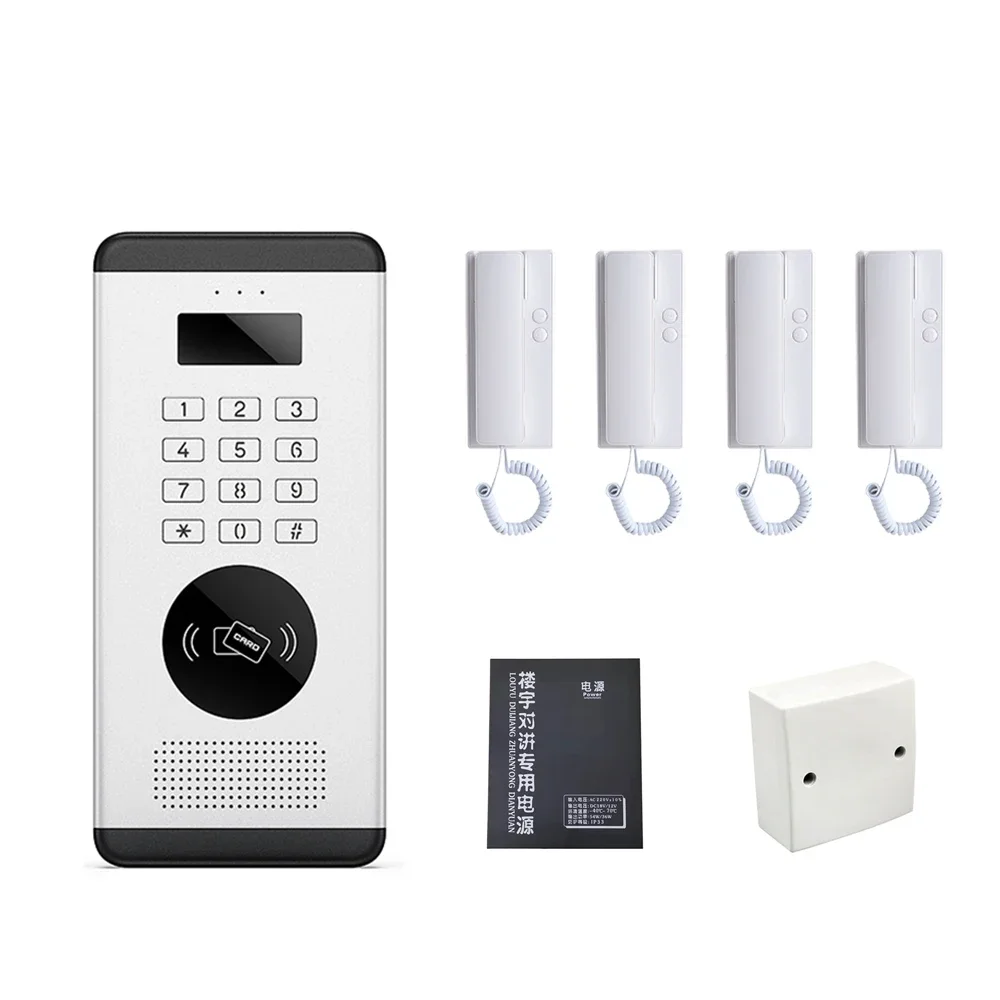 Non-Visual 4/8/ Apartment Intercom Doorbell 2-wired Audio Door Phone Supports ID Card Password Unlocking