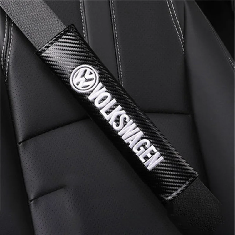 Car Safety Belt Shoulder Cover Carbon Fiber Seatbelt Protection Pad For Volkswagen VW GTI Rline R Polo Golf Passat Magotan Jetta