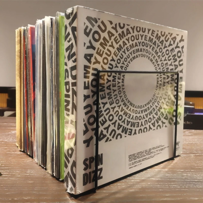 ที่เก็บเหล็กโลหะสำหรับชั้นวางแผ่นเสียง LP Book Magzine Holder Desk Record ShelfOrgan