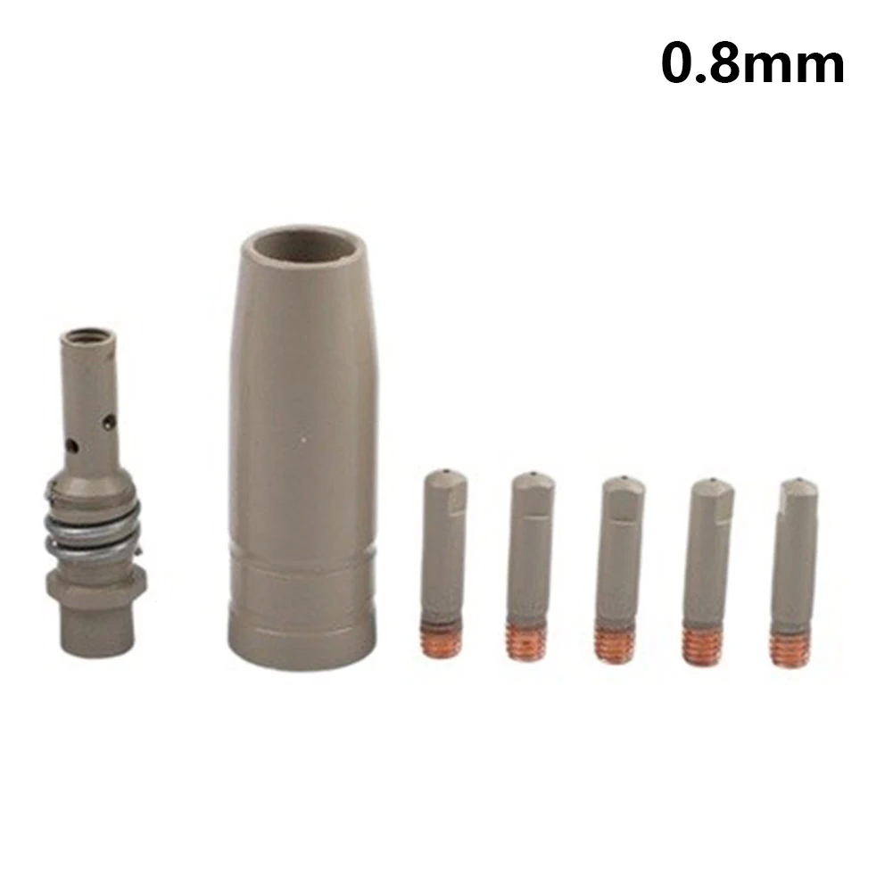7PCS 0.6-1.2mm Red Copper Welding Tips Nozzles Holder Set For 15AK MIG Welder Torch Accessories Gas Shield Replacement Parts
