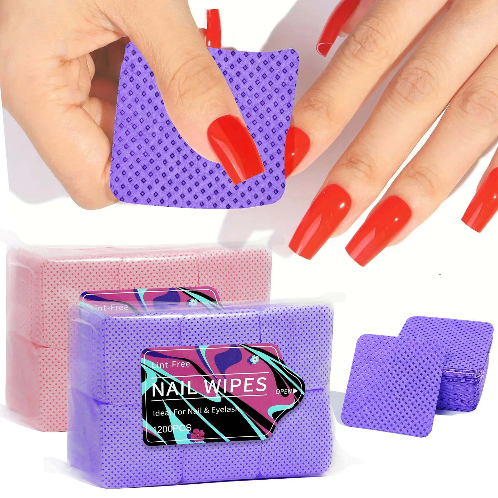 

1200pcs Lint-Free Nail Polish Remover Wipes Nail Cleaning Pads, Non Woven Nail Pads For Women Girl Beauty Salon