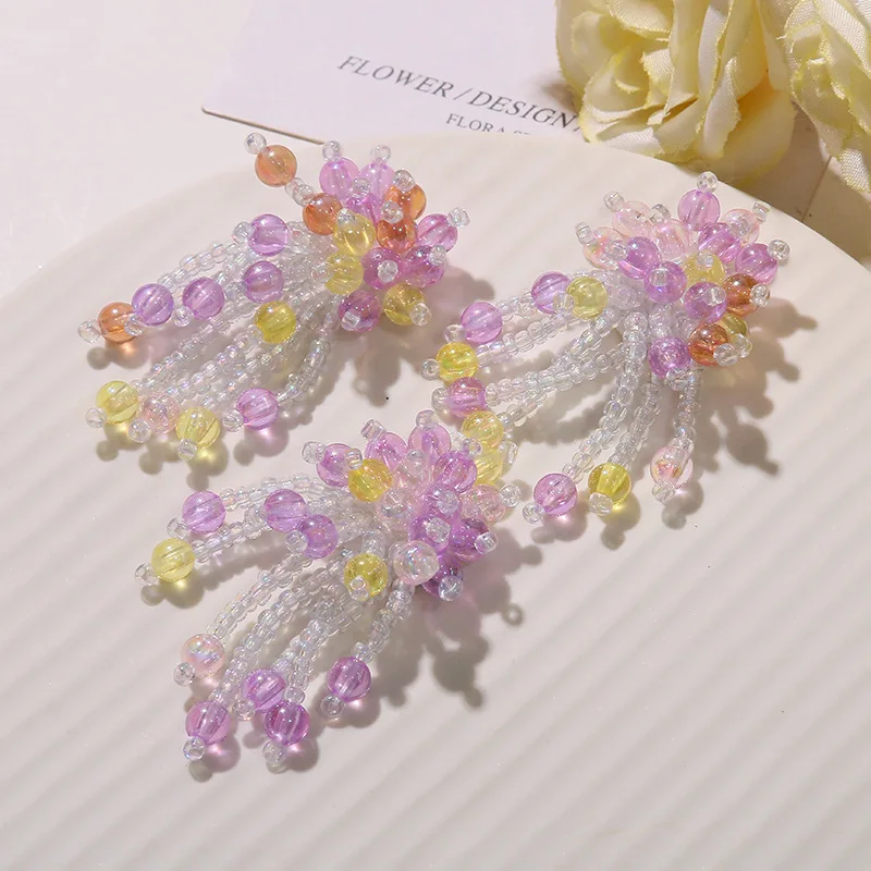 

Crystal Shoe Charms 1pc Multicolor Pastel Tassel Beaded Floral Clog Sandal Decor Sweet Summer Waterproof Lightweight