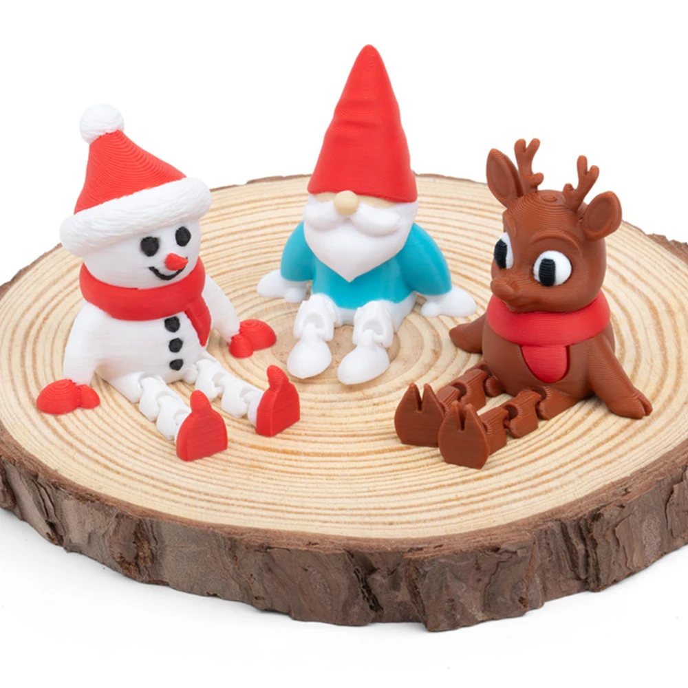 

3D Printed Santa Claus Reindeer Snowman Articulated Creative PLS Decorations Figurines Handicrafts Christmas Gifts for children