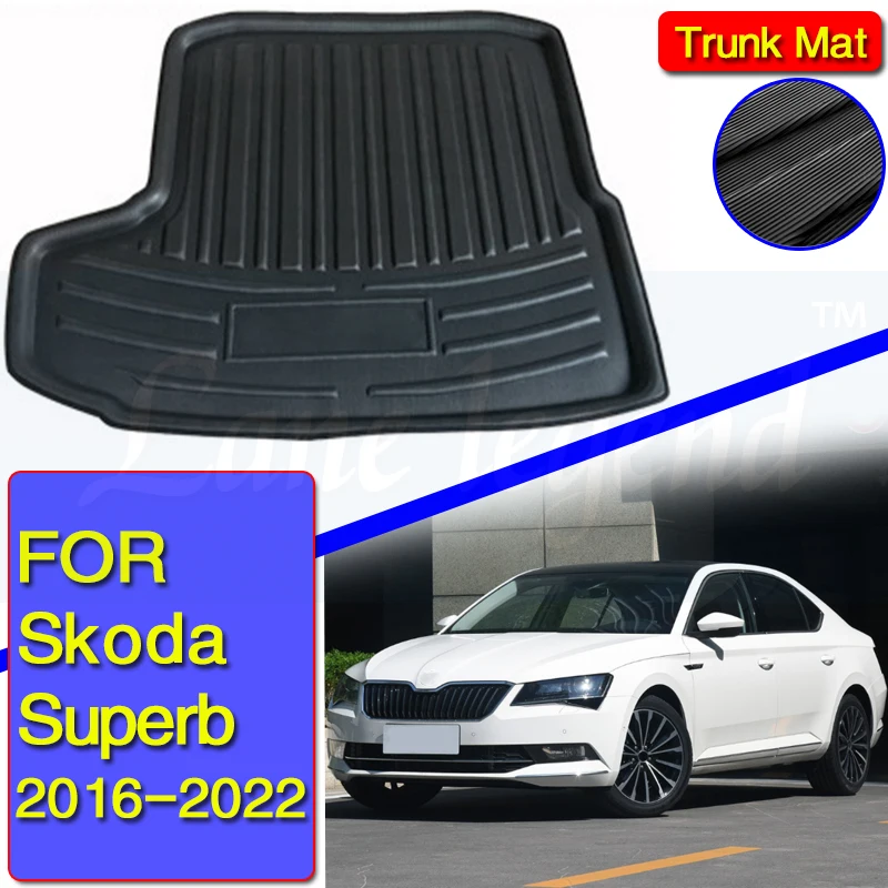 Car Floor Trunk Mat Tray Boot Liner Luggage Mud Waterproof Pad Cargo Protector Carpet Styling For Skoda Superb 2016-2022