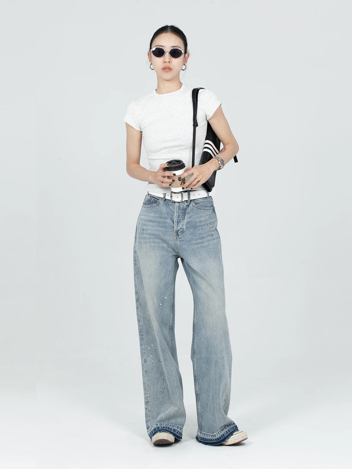 

Джинсы Biossance Artist прямого кроя, светло-голубые, с принтом в виде точек, женские, премиум-класса, из денима, с застежкой на пуговицах на талии