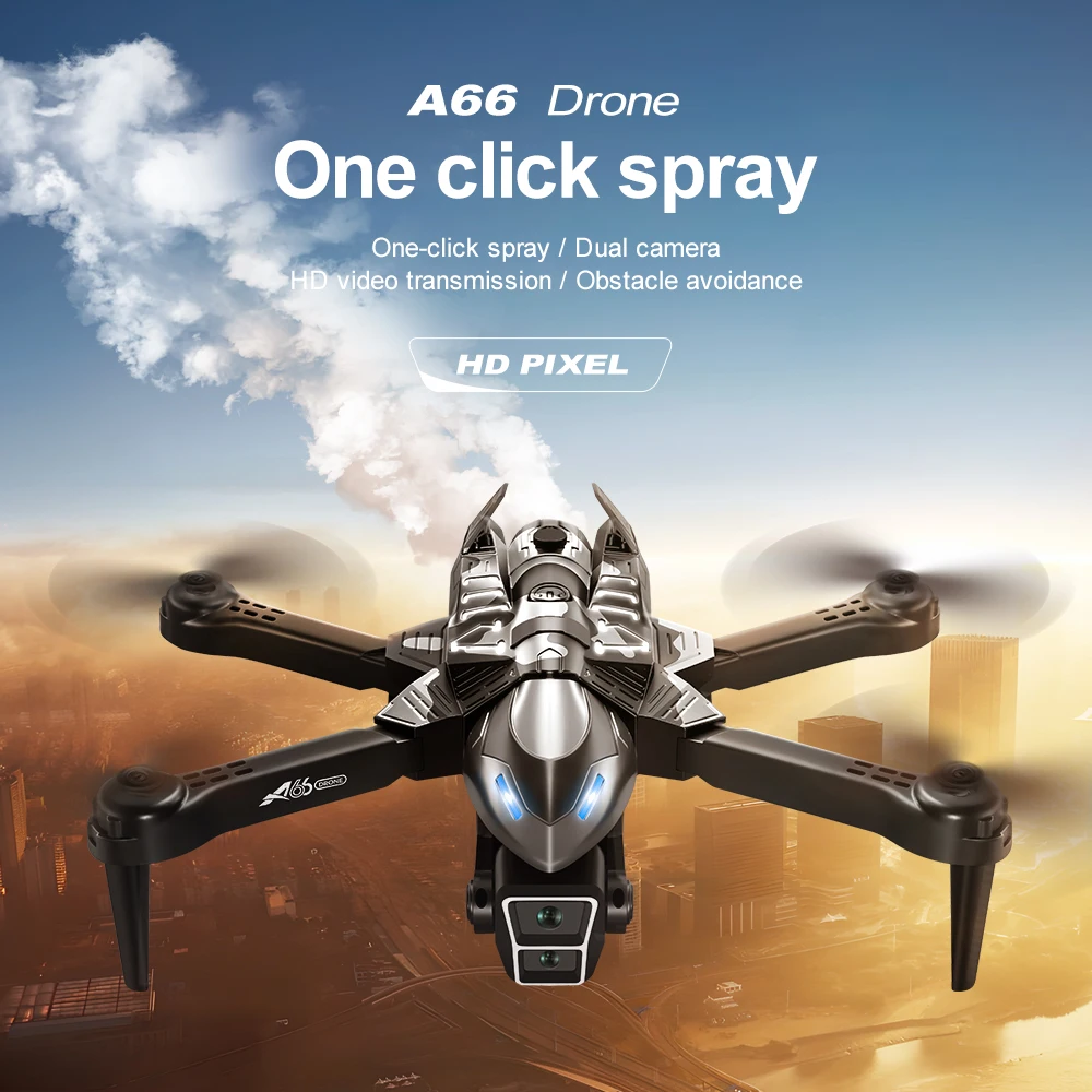 A66 Spray Remote Control Aircraft, Intelligent Obstacle Avoidance Light Aerial Photography Quadcopter, Supports 90 ° Lens Adjustment Aircraft Remote Control Plane Toy