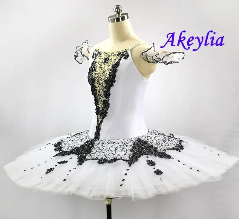 Girls Black white Professional Ballet Tutu pancake Paquita performance ballet Stage Cosutmes women classical ballet skirt JN9179