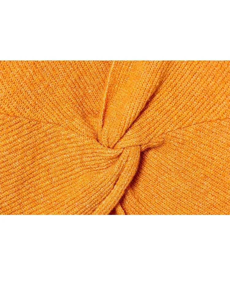 

HH New Woman Autumn Fashion Versatile Crew Neck Long Sleeves Knot Decoration On Back Pullover Female Commuting Knitting Sweater