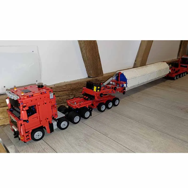 

MOC-56219 Heavy Duty Truck Giant Windmill Transfer Machine Flatbed Model Truck Towing 3671PCS Building Blocks Toy Christmas Gift