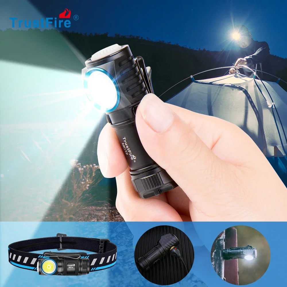 MC12 EDC Powerful LED Headlamp 1000Lumens  Rechargeable Head Lamp XP-L HI Camping Torch Flashlight