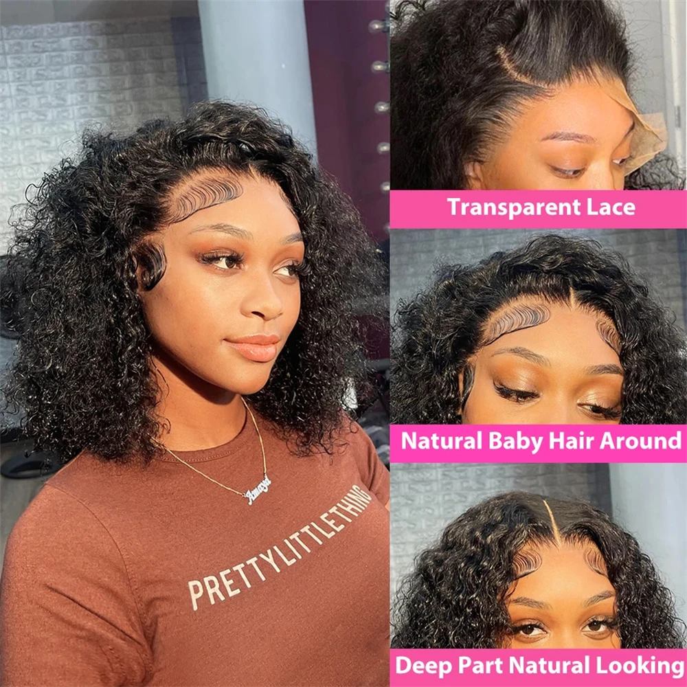 Remy Water Wave Short Curly Bob Wig 4×4 Lace Closure Wig Water Wave 13x4 Lace Front Human Hair Wigs Cheap Wigs On Sale Clearance