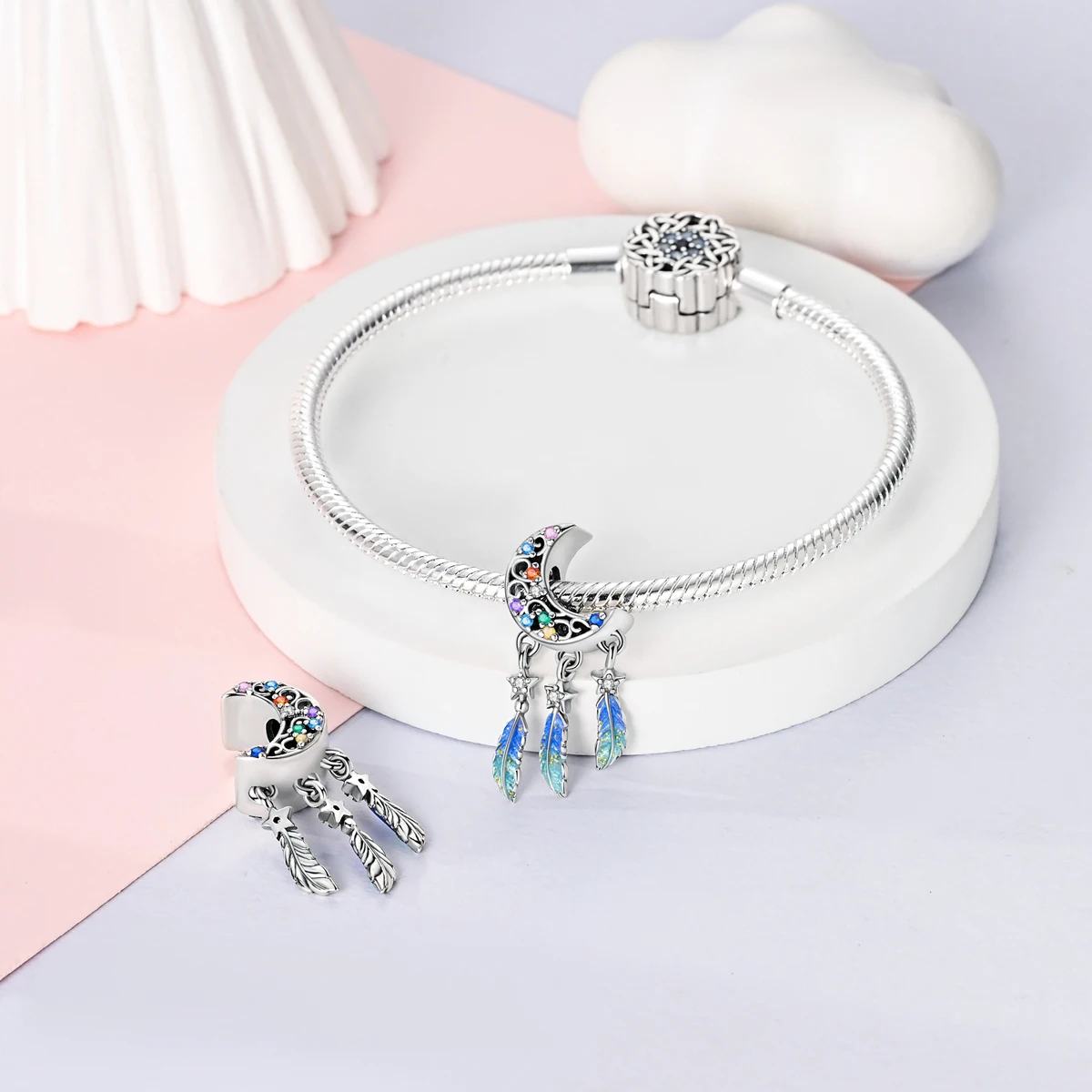 Silver Plated Dangle Charms For Woman Fit Original Bracelet Pendants DIY Fashion Jewelry Gift