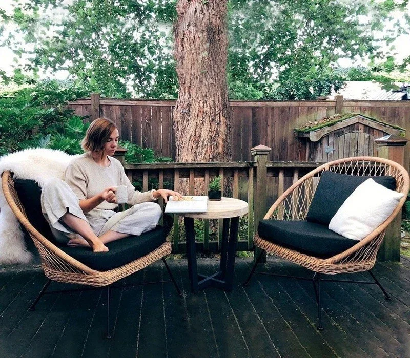 Outdoor rattan chair, small coffee table furniture combination