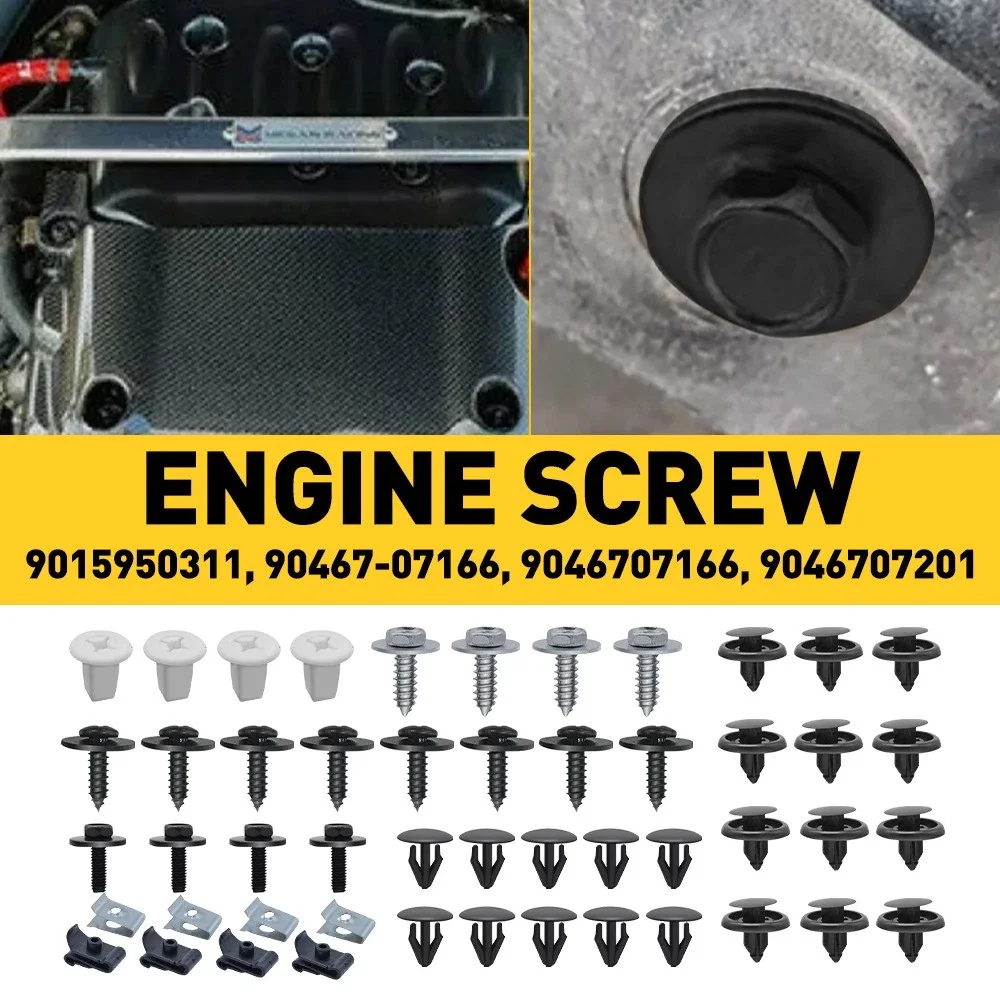 50Pcs Car Bumper Retainer Clips Fasteners Bolts Screws Nuts Kit 9015950311/9046707166 For Fender Bumper Body Panel