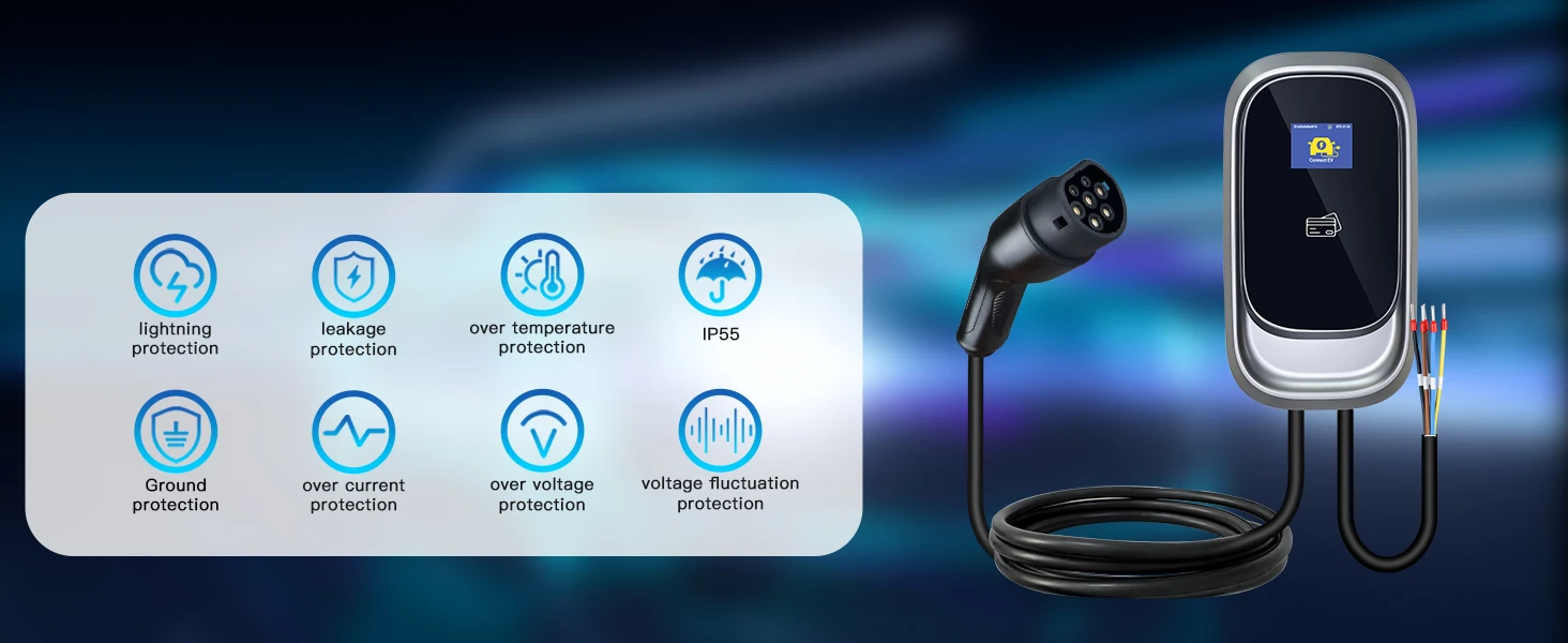 Kolanky EV-Ladestation 32 A 7,2 kW 22 kW 16 A 11 kW Typ 2 Wonderfree App-Set Ladezeit Heimladegerät Elektrofahrzeug Autos – Detail 5