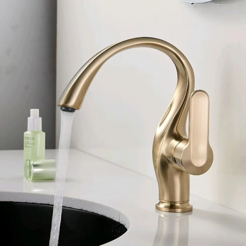 

Смеситель для раковины Щетка Золотая латунь Смеситель для ванной комнаты Серый смеситель для умывальника с одной ручкой Смесители для горячей и холодной воды Lavotory Black