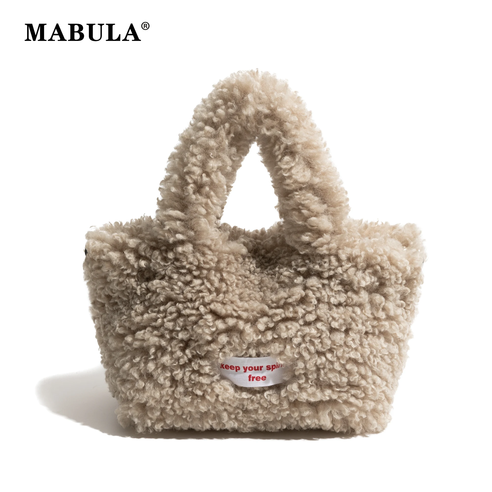 

MABULA Autnmn Winter Fluffy Plush Hobo Cute Handbag Soft Warm Women's Crossbody Shopping Satchel Chain Shoulder Phone Purse