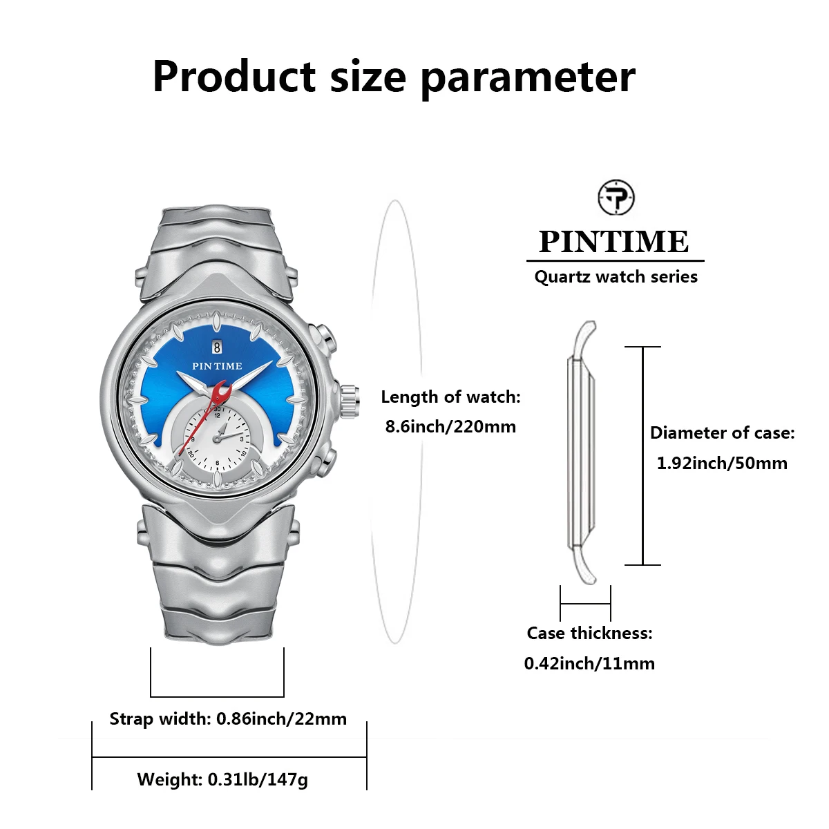 1 reloj de cuarzo para hombre, modelo Blue Judge, diseño retro original, tendencia de moda, reloj de alta gama con un diseño pequeño y moderno.