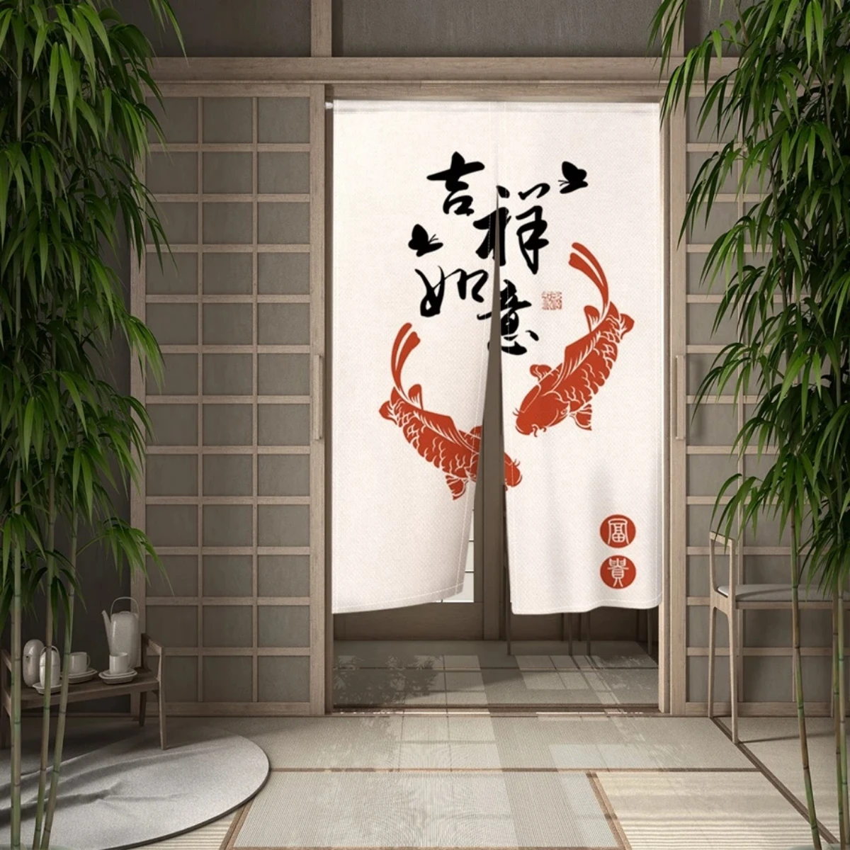 Custom  Japanese Resturant Izakaya Noren Curtain Ramen ShopCloth Doorway Curtains Oil Smoke Proof Partition Curtain No Punching