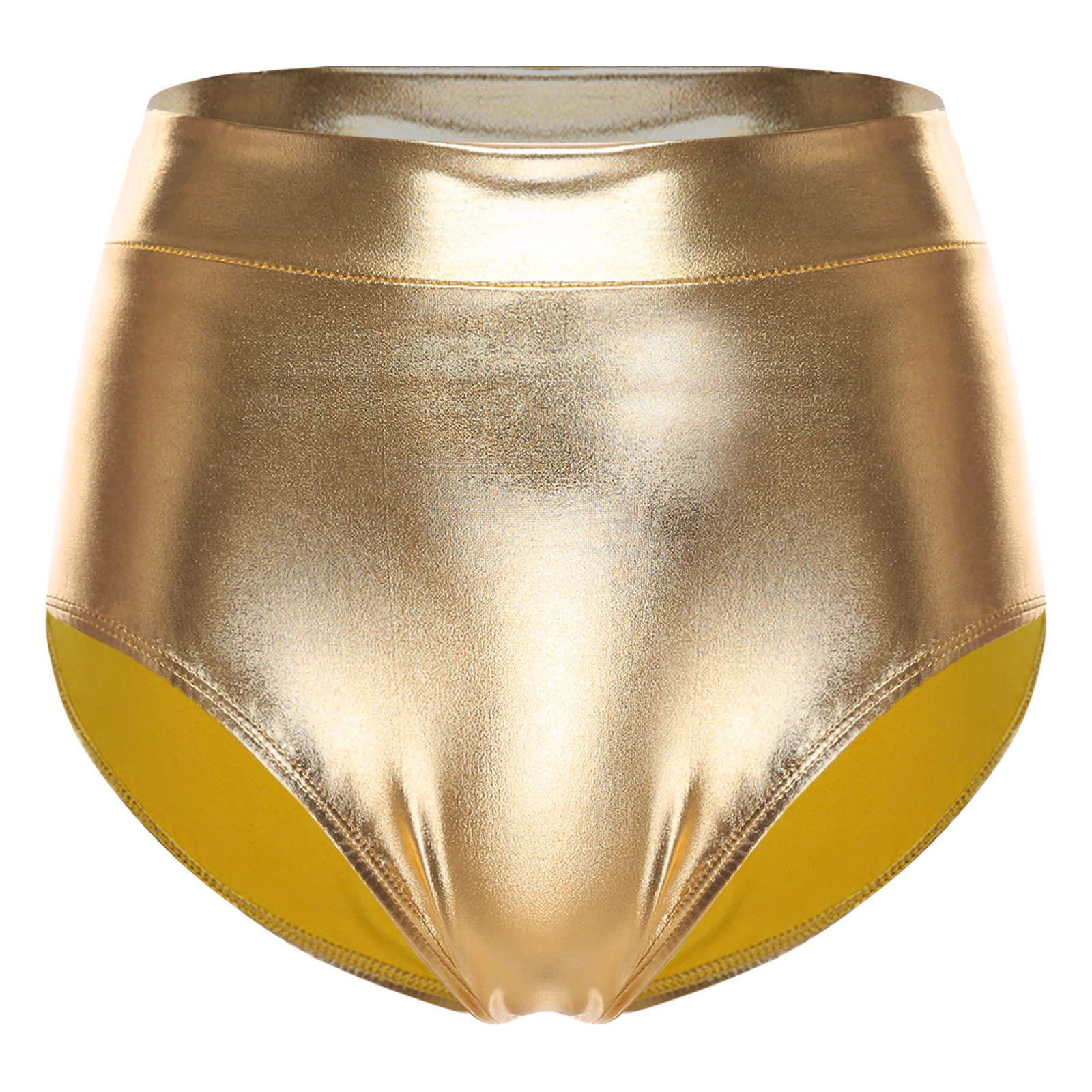 Pantaloncini da ballo per ginnastica con bottino metallico da donna adulta Cintura elastica Pantaloni caldi lucidi per pole dance Festival musicale Sport Yoga