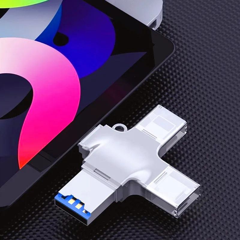 Geheugen Micro SD-kaartlezer Adpater voor IPhone Ipad Android Mac PC 4-in-1 camera Type C Lightning USB C Android draagbare lezer