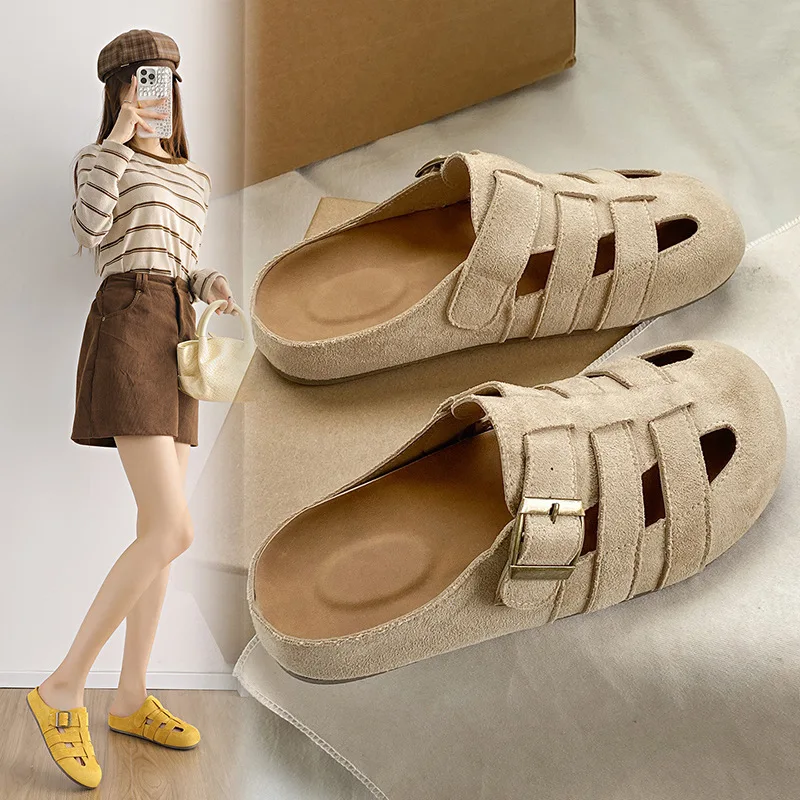 

Женские летние полутоповые сандалии 2026 года в корейском стиле, повседневные дышащие туфли на скрытой танкетке