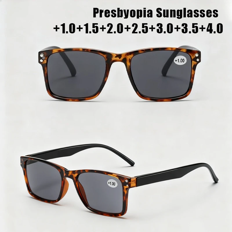 

New High-definition Grey Lenses Presbyopia Glasses Unisex Small Square Frames with UV Protection Classic Beige Studded Glasses