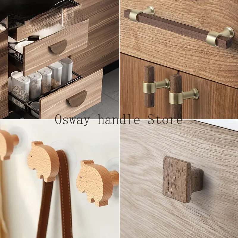 Maniglia in legno in stile cinese maniglia per porta dell\'armadio in noce maniglia per porta dell\'armadio con venature del legno di alta qualità